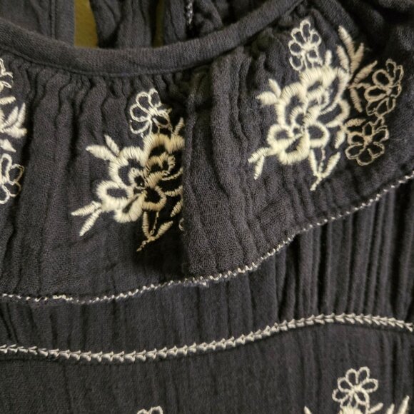 Free People Lovers Lane Maxi Dress Black Embroidered Peasant Size S - Picture 8 of 12